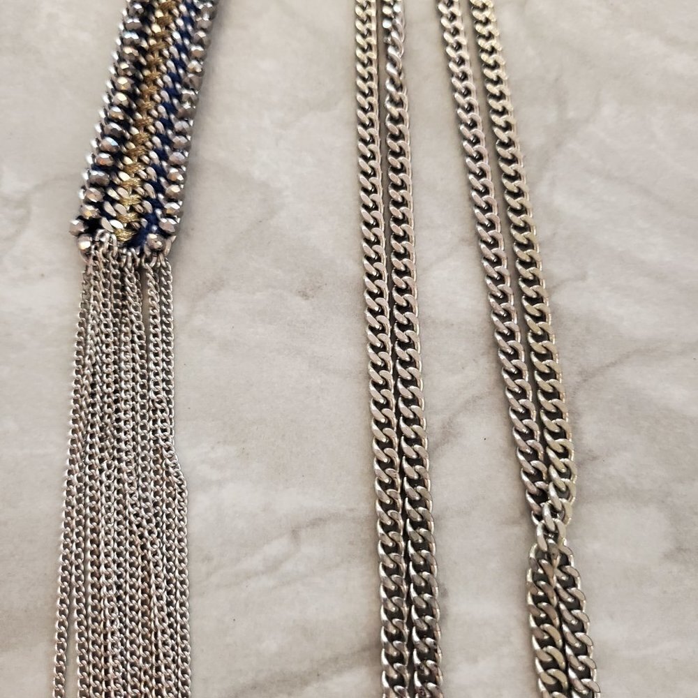 ✨ Stella and Dot Thread Pendant Fringe Edgy Rocker Moto Statement Necklace ✨ - Picture 3 of 12
